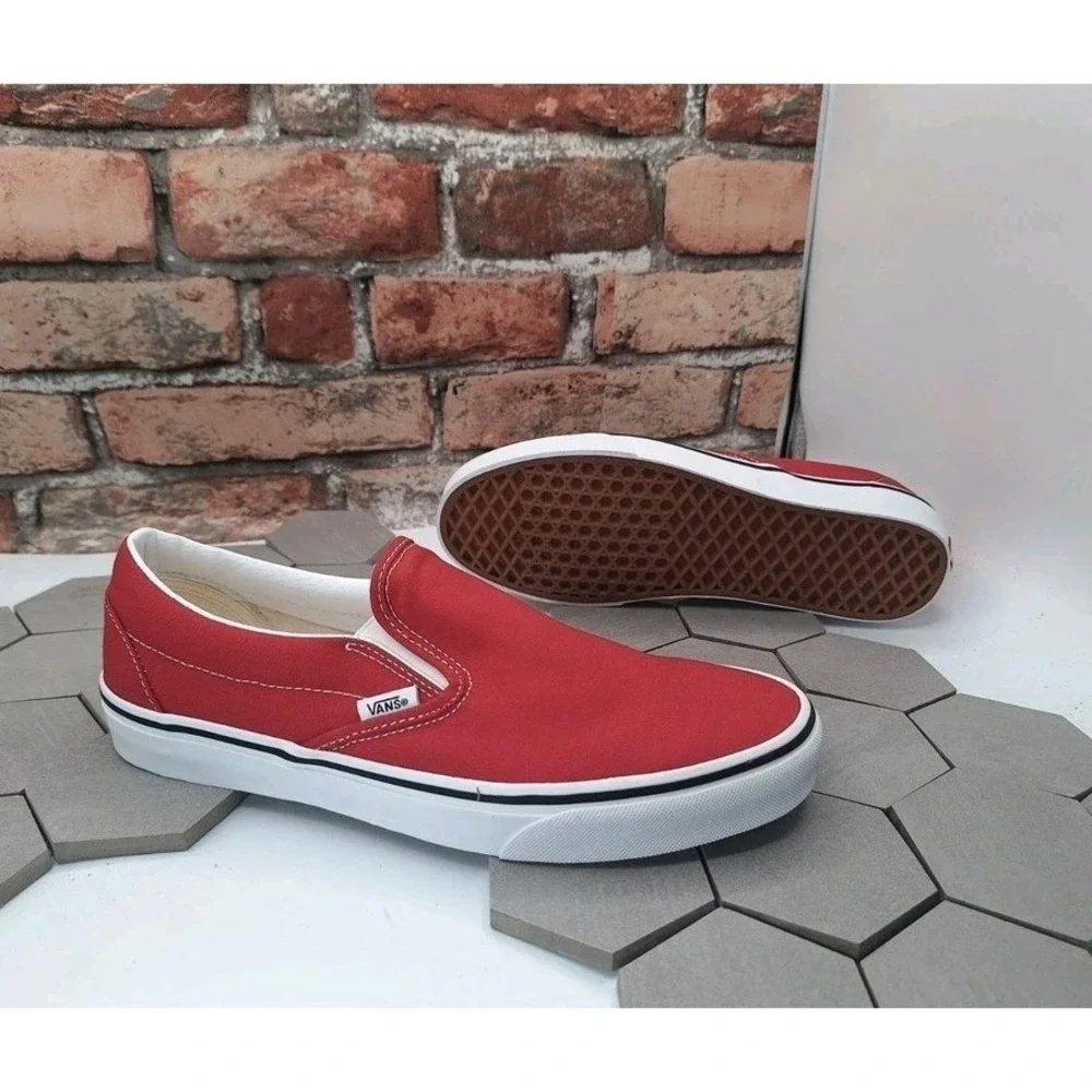 Vans Classic Slip-on Shoe Racing Red White Canvas Mens Size 11 Rare New 2024